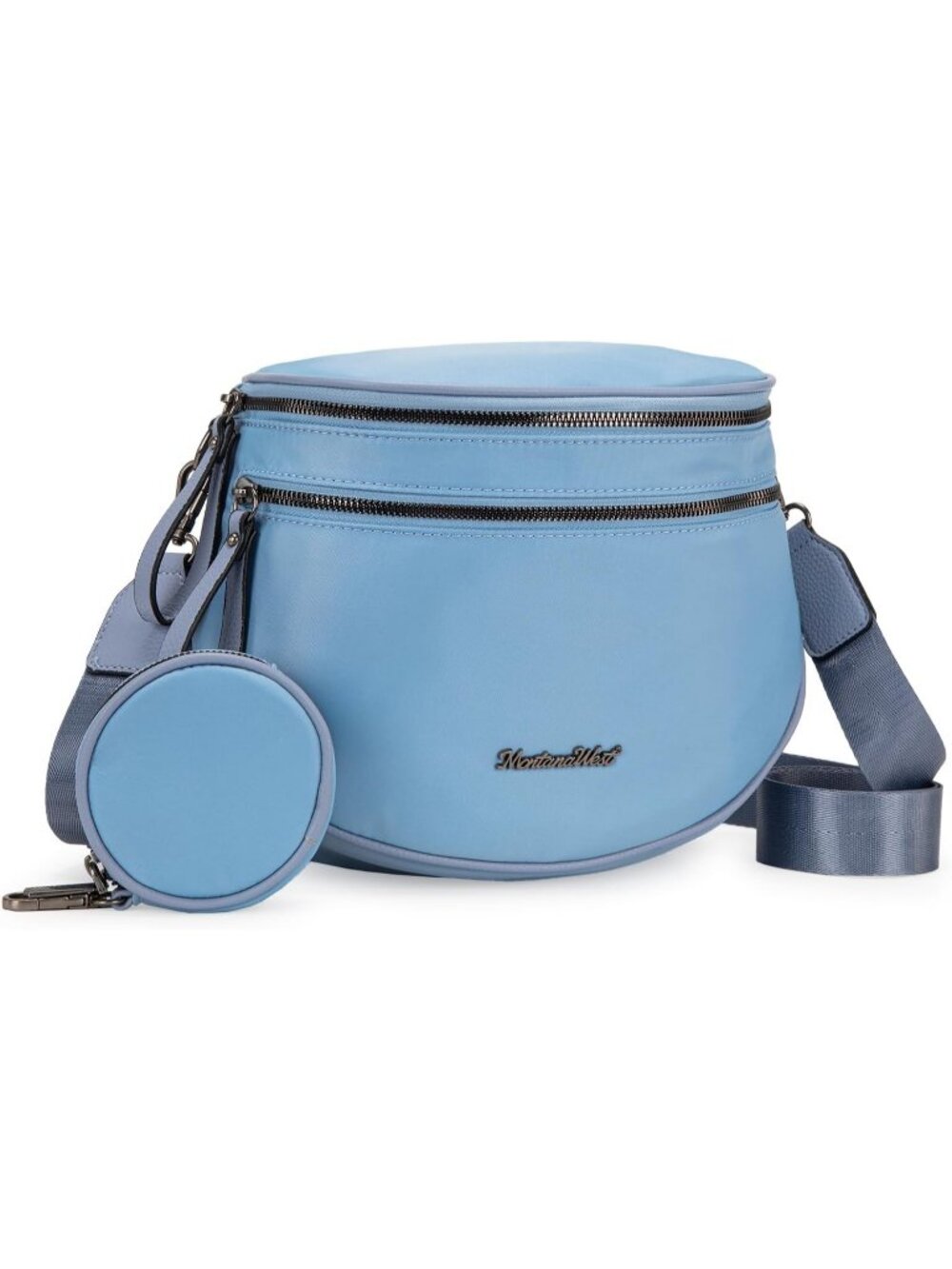 Women's Blue Vegan Leather Tote Satchel Handbag Top Handle Crossbody Bags
